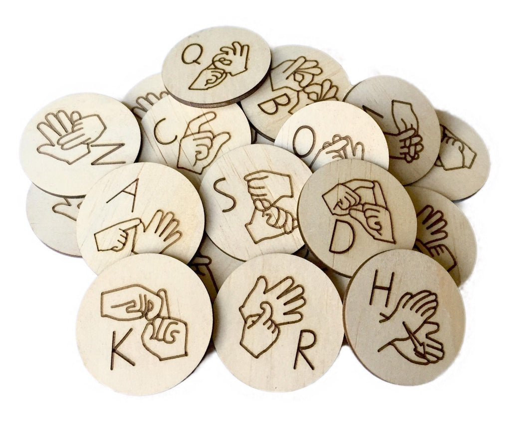 Auslan Alphabet Discs Capital Letters - Happily Handmade - Sticks & Stones Education