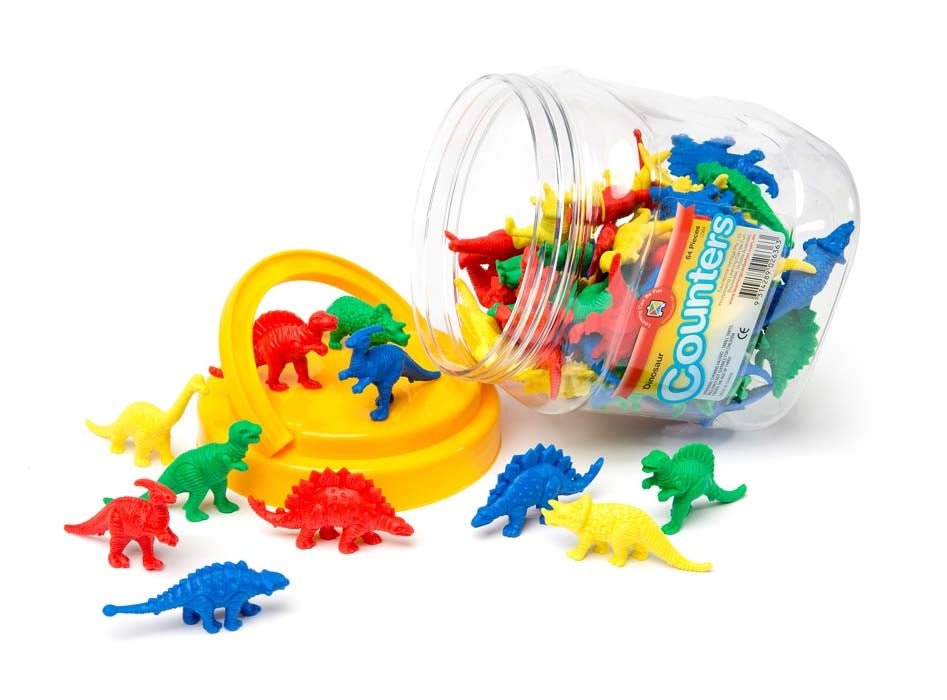 Dinosaur Counters - Jar of 64 - Learning Can Be Fun - Sticks & Stones Education