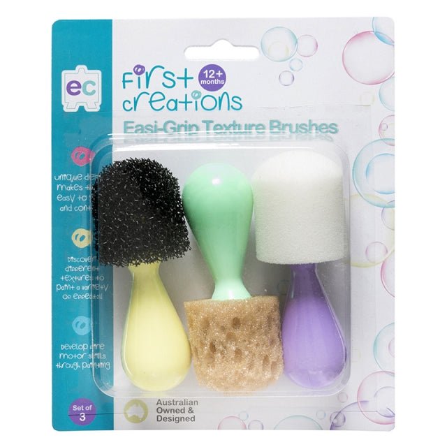 Easi-Grip Texture Brushes - Set of 3 - First Creations - Sticks & Stones Education