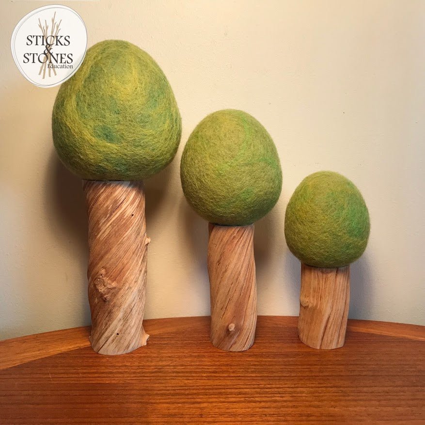 Spring Felt Trees - Set of 3 - Papoose Toys - Sticks & Stones Education
