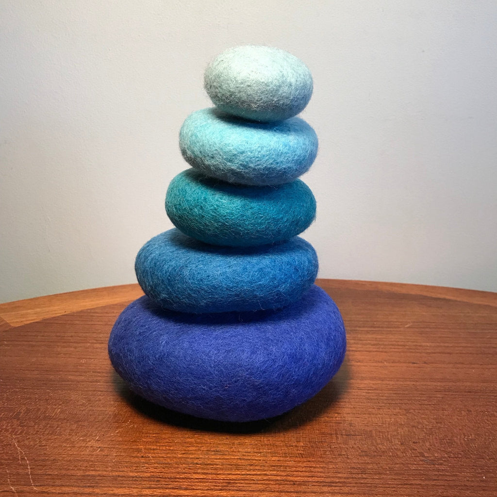 Stacking Stones in Blue Tones - Papoose Toys - Sticks & Stones Education