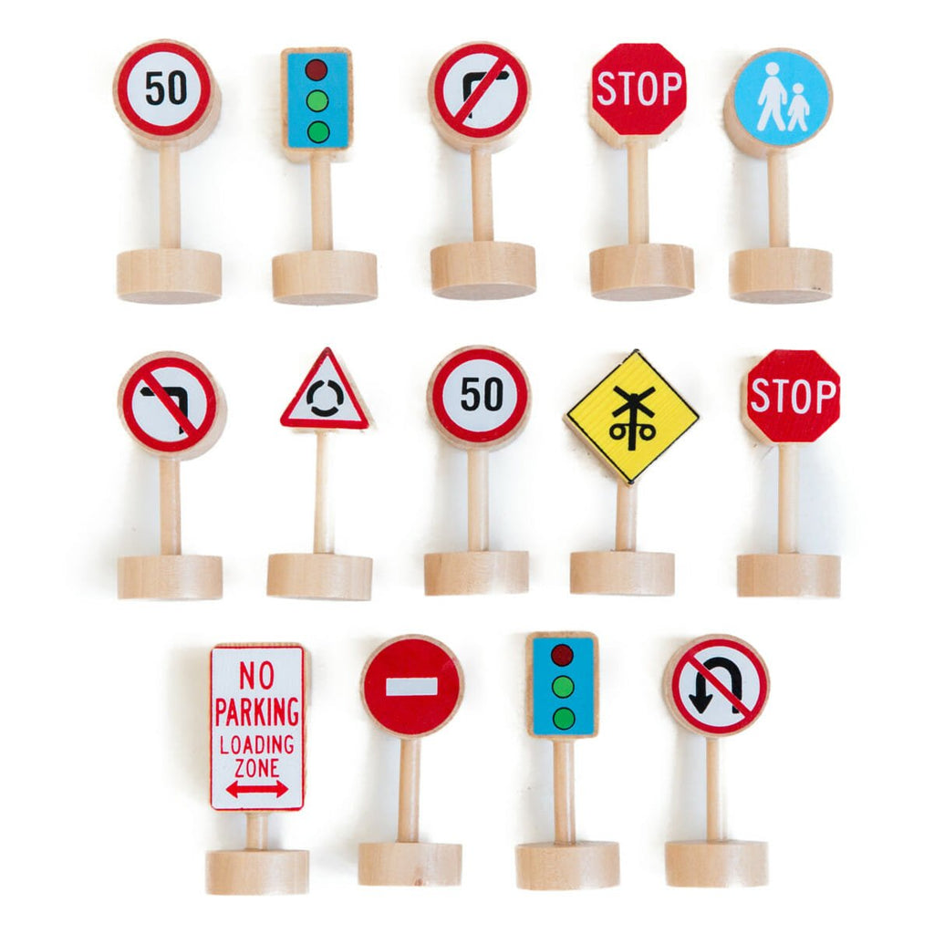Wooden Street Signs - Set of 14 - The Freckled Frog - Sticks & Stones Education
