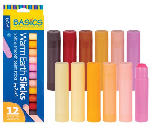 Slicks Paint Sticks || Warm Earth - Set of 12 - Zart Art - Sticks & Stones Education