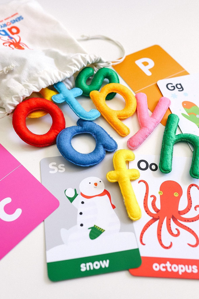 ABC Lowercase Felt Alphabet & Flashcards - Curious Columbus - Sticks & Stones Education