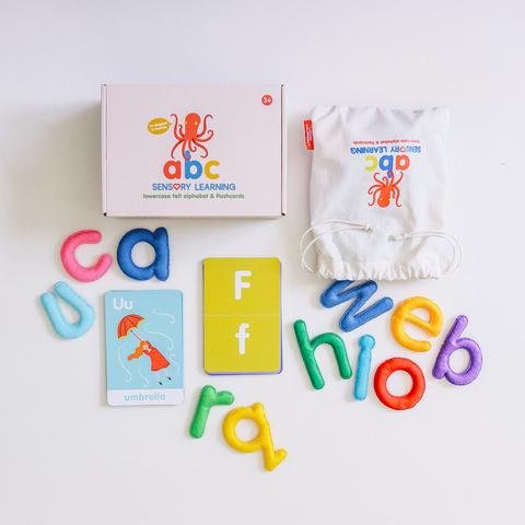 ABC Lowercase Felt Alphabet & Flashcards - Curious Columbus - Sticks & Stones Education