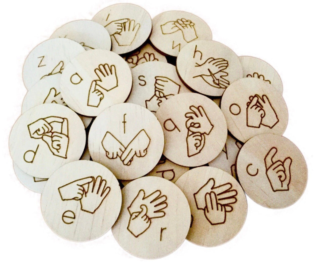 Auslan Alphabet Discs Lower Case - Happily Handmade - Sticks & Stones Education