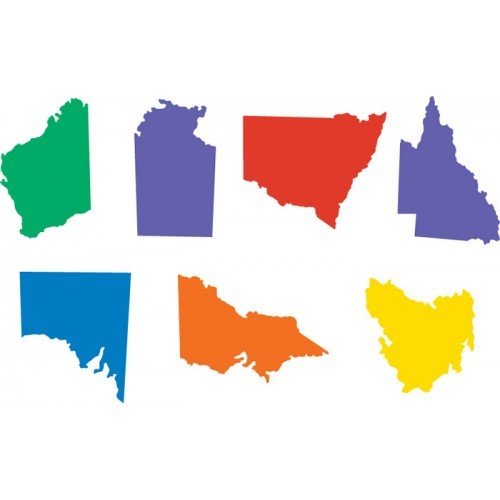 Australia & State Map Stencil - Set of 8 - Educational Colours - Sticks & Stones Education