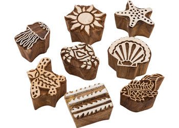 Beach Wooden Block Print Stamps - Sticks & Stones Education - Sticks & Stones Education