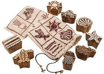 Beach Wooden Block Print Stamps - Sticks & Stones Education - Sticks & Stones Education