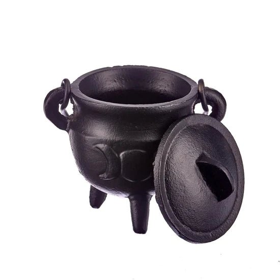 Black Triple Moon Cauldron with Lid - Sticks & Stones Education - Sticks & Stones Education