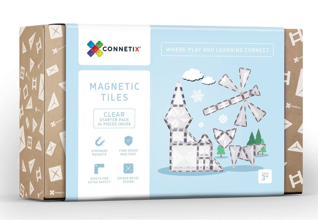 Clear Pack - 34 Pieces || Connetix Tiles - Connetix Tiles - Sticks & Stones Education