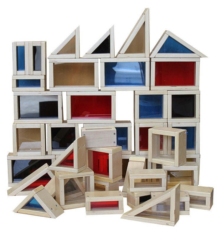 Colour Wood and Acrylic Blocks - Set of 40 - Billy Kidz - Sticks & Stones Education