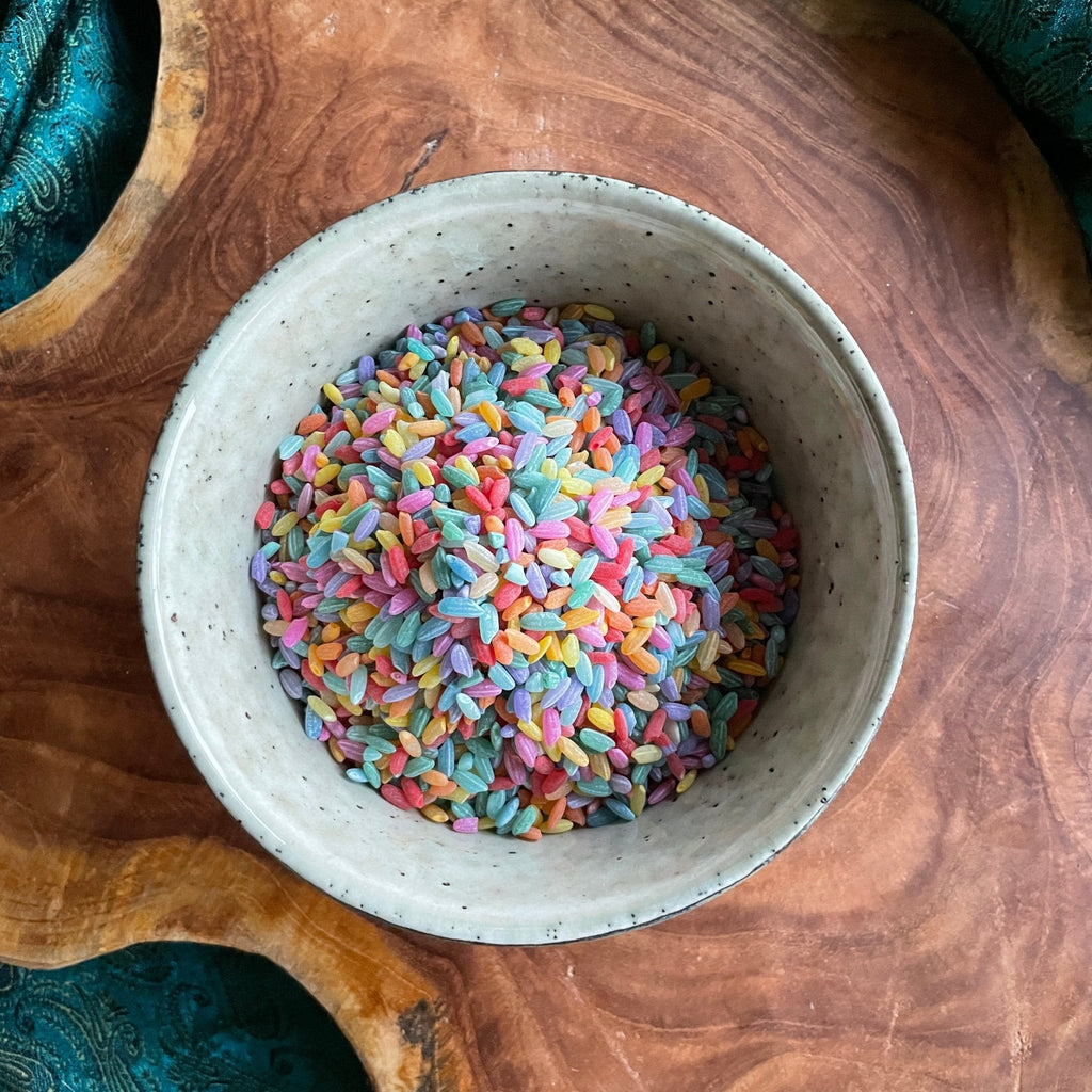Rainbow Themed Colourful Sensory Rice