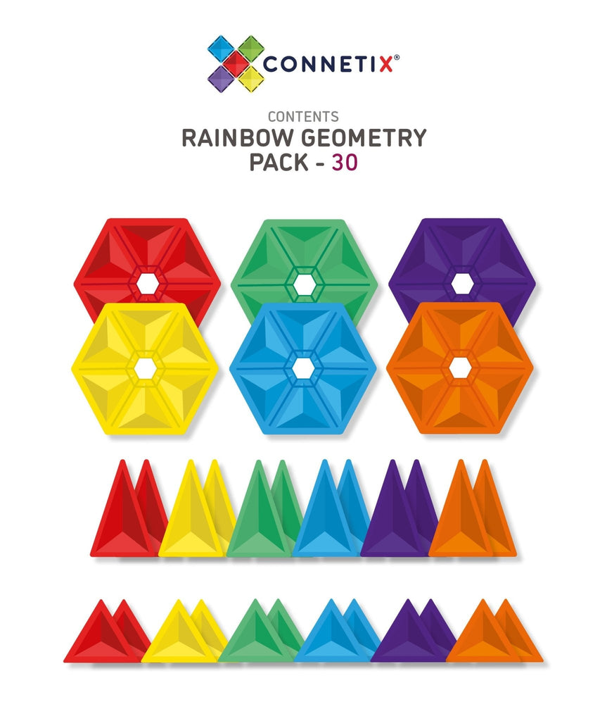 Connetix Tiles || Geometry Pack - 30 Pieces - Connetix Tiles - Sticks & Stones Education