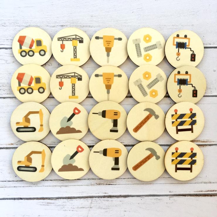 Construction Site Memory Match Game || My Little Set - My Little Set - Sticks & Stones Education