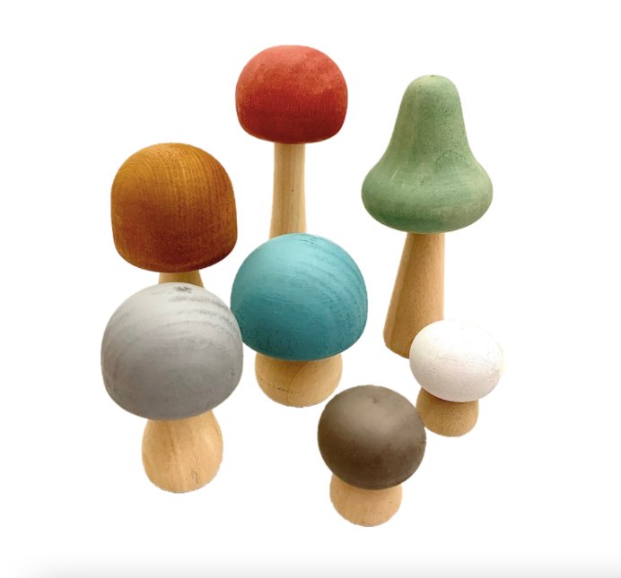 Earth Toadstool Mushrooms - Set of 7 - Papoose Toys - Sticks & Stones Education