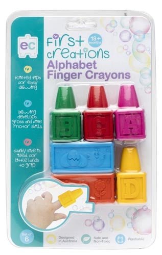 Easi-Grip Alphabet Finger Crayons - Set of 6 - Educational Colours - Sticks & Stones Education