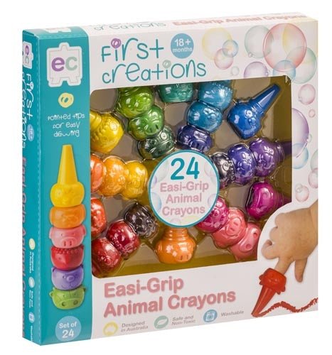 Easi-Grip Animal Crayons - Set of 24 - Educational Colours - Sticks & Stones Education