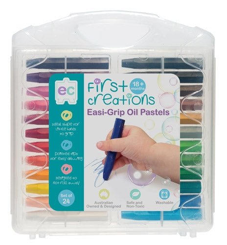 Easi-Grip Oil Pastels - Set of 24 - First Creations - Sticks & Stones Education