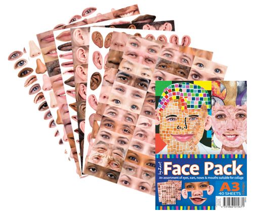 Facial Features Paper - 40 A3 Sheets - Zart Art - Sticks & Stones Education