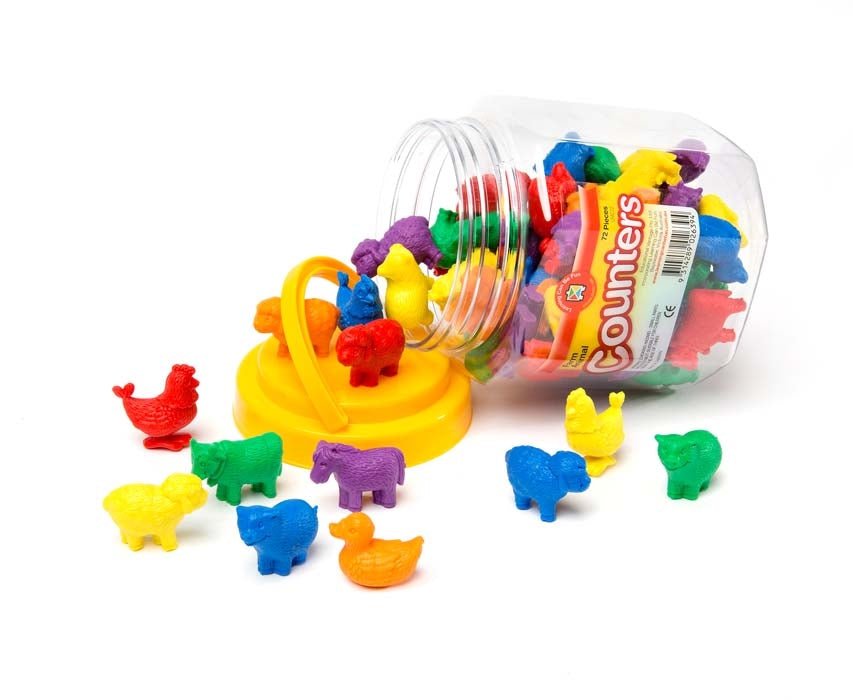 Farm Animal Counters - Jar of 72 - Learning Can Be Fun - Sticks & Stones Education