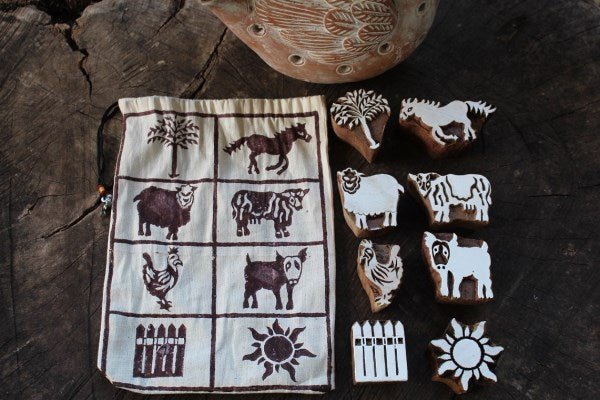 Farm Animal Wooden Block Print Stamps - Sticks & Stones Education - Sticks & Stones Education