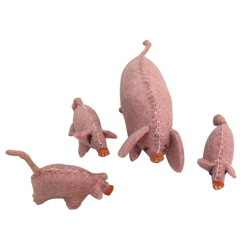 Felt Pig Family - Mama with 3 piglets - Papoose Toys - Sticks & Stones Education