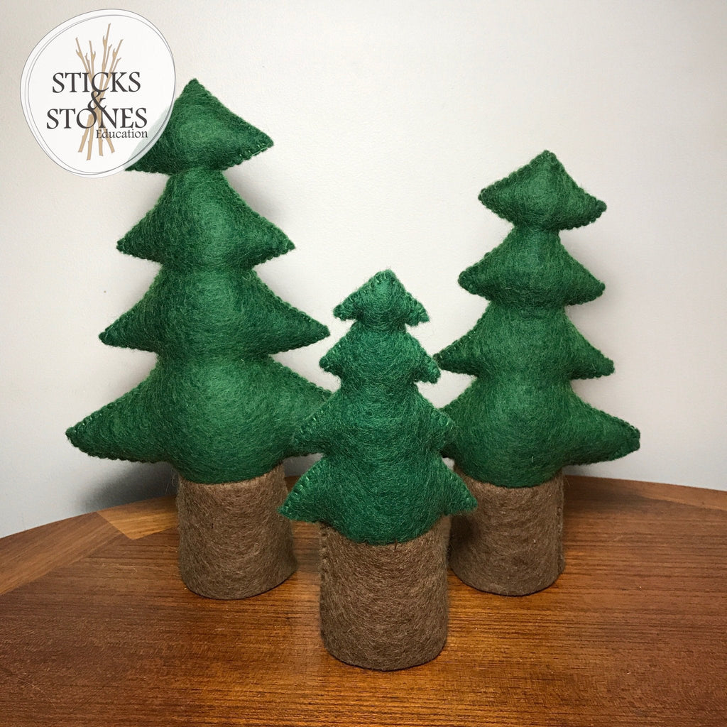 Felt Pine Trees - Set of 3 - Papoose Toys - Sticks & Stones Education