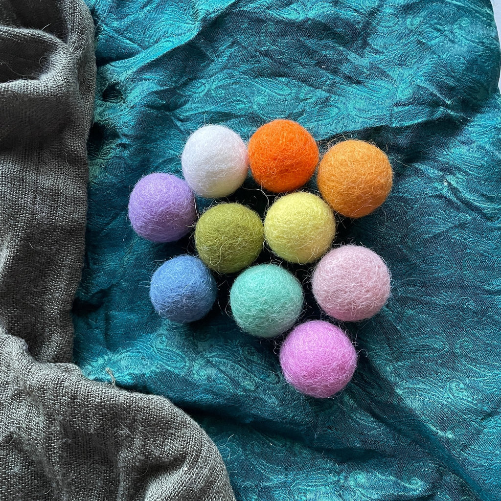 Felt Pom-Poms Spring - Set 10 - Papoose Toys - Sticks & Stones Education