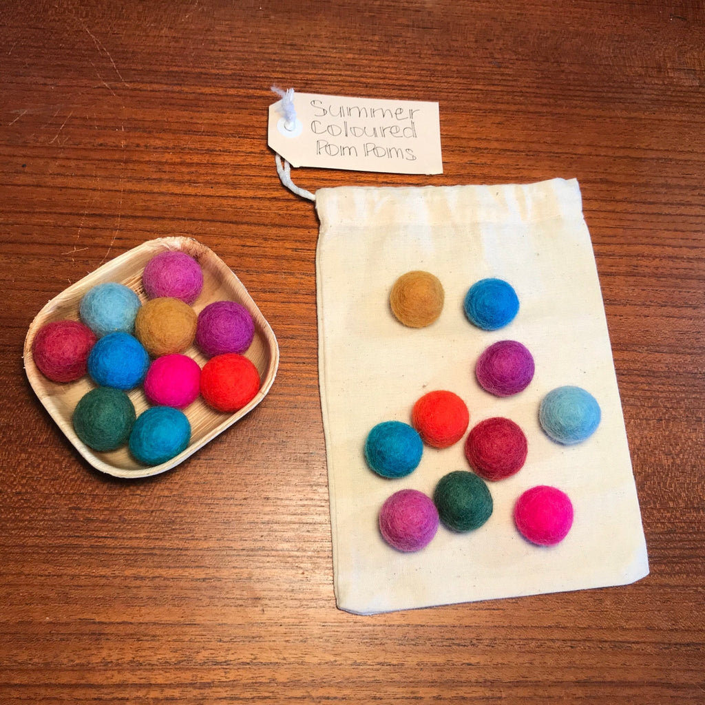 Felt Pom-Poms Summer - Set 20 - Papoose Toys - Sticks & Stones Education