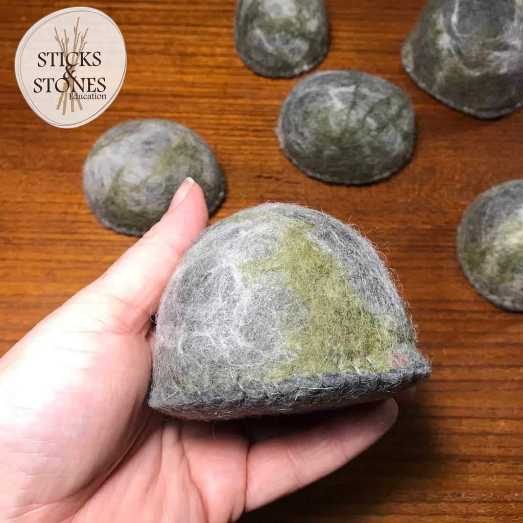 Felt Rocks - Flat Base - Papoose Toys - Sticks & Stones Education