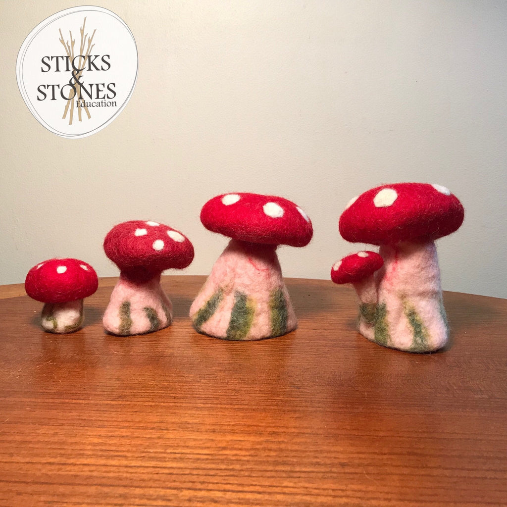 Felt Toadstool Set Of 4 - Sticks & Stones Education - Sticks & Stones Education