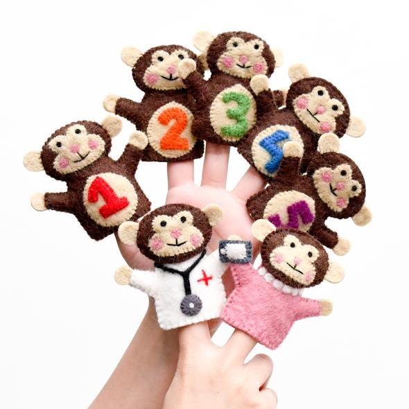 Five Little Monkeys Felt Finger Puppets || Tara Treasures - Tara Treasures - Sticks & Stones Education