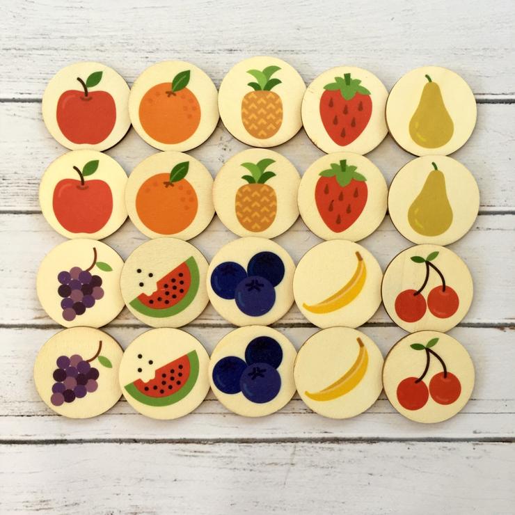 Fruit Memory Match Game – 20-Piece Educational Matching Set – Sticks ...