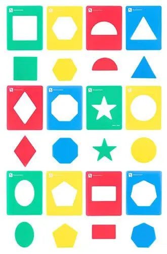 Geometric Shapes Stencils - Set of 12 - Educational Colours - Sticks & Stones Education