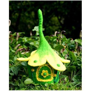 Green and Yellow Buttercup Felt Fairy House - Himalayan Felt Co. - Sticks & Stones Education