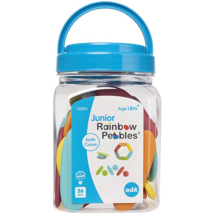Junior Rainbow Pebbles Earth Colours - Jar of 36 - EdX Education - Sticks & Stones Education