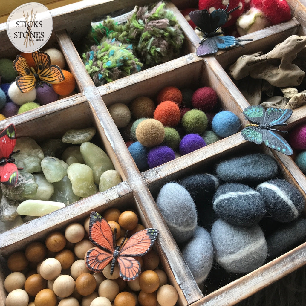 Large Wooden Sorting Tray - 15 Sections - Papoose Toys - Sticks & Stones Education