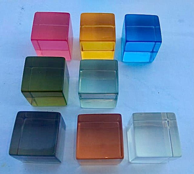 Lucite Cubes 16 Earth Blocks with Tray - Papoose Toys - Sticks & Stones Education