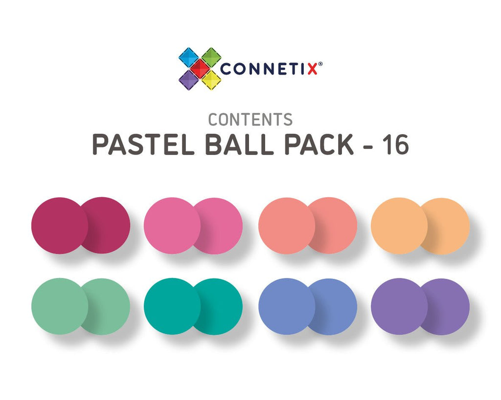 Pastel Ball Run Balls - 16 Pieces || Connetix Tiles - Connetix Tiles - Sticks & Stones Education