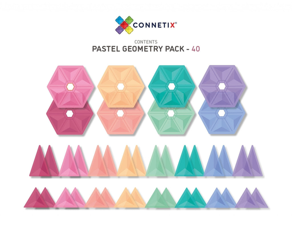 Pastel Geometry Pack - 40 Piece || Connetix Tiles - Connetix Tiles - Sticks & Stones Education