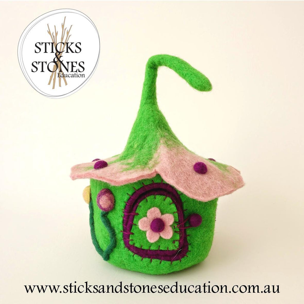 Pink and Green Buttercup Fairy House - Himalayan Felt Co. - Sticks & Stones Education