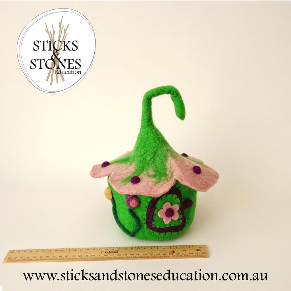 Pink and Green Buttercup Fairy House - Himalayan Felt Co. - Sticks & Stones Education