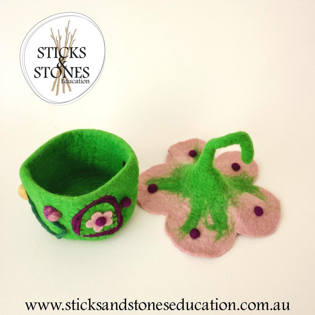 Pink and Green Buttercup Fairy House - Himalayan Felt Co. - Sticks & Stones Education