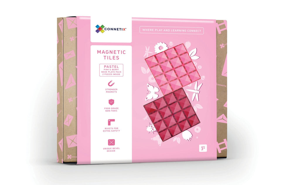 Pink & Berry Base Plates - 2 Piece || Connetix Tiles - Connetix Tiles - Sticks & Stones Education