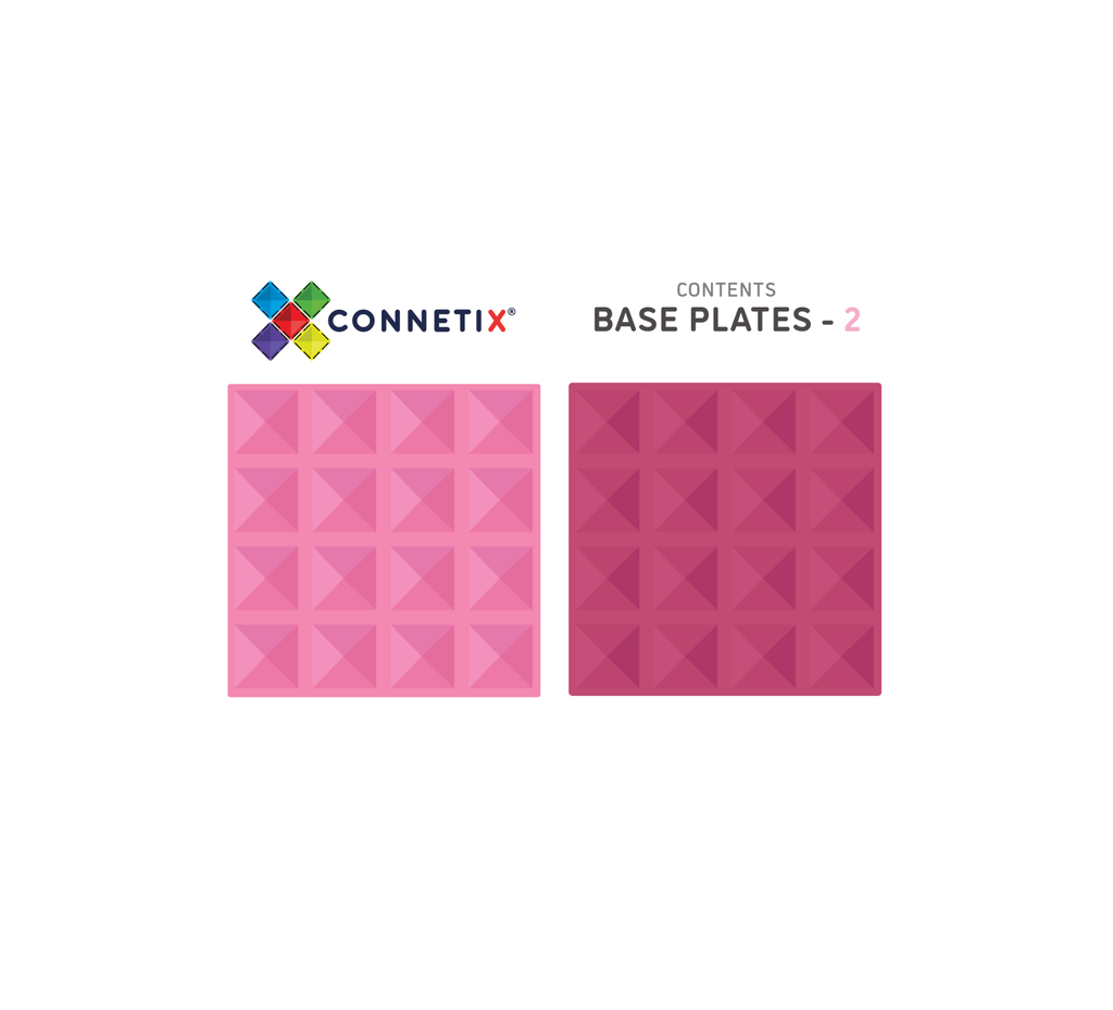 Pink & Berry Base Plates - 2 Piece || Connetix Tiles - Connetix Tiles - Sticks & Stones Education