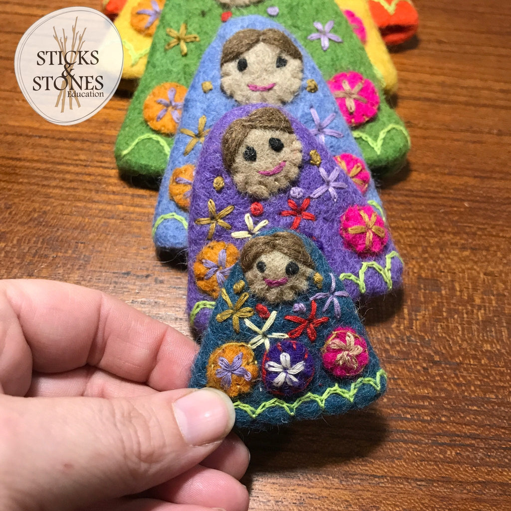 Rainbow Felt Nesting Dolls - Sticks & Stones Education - Sticks & Stones Education