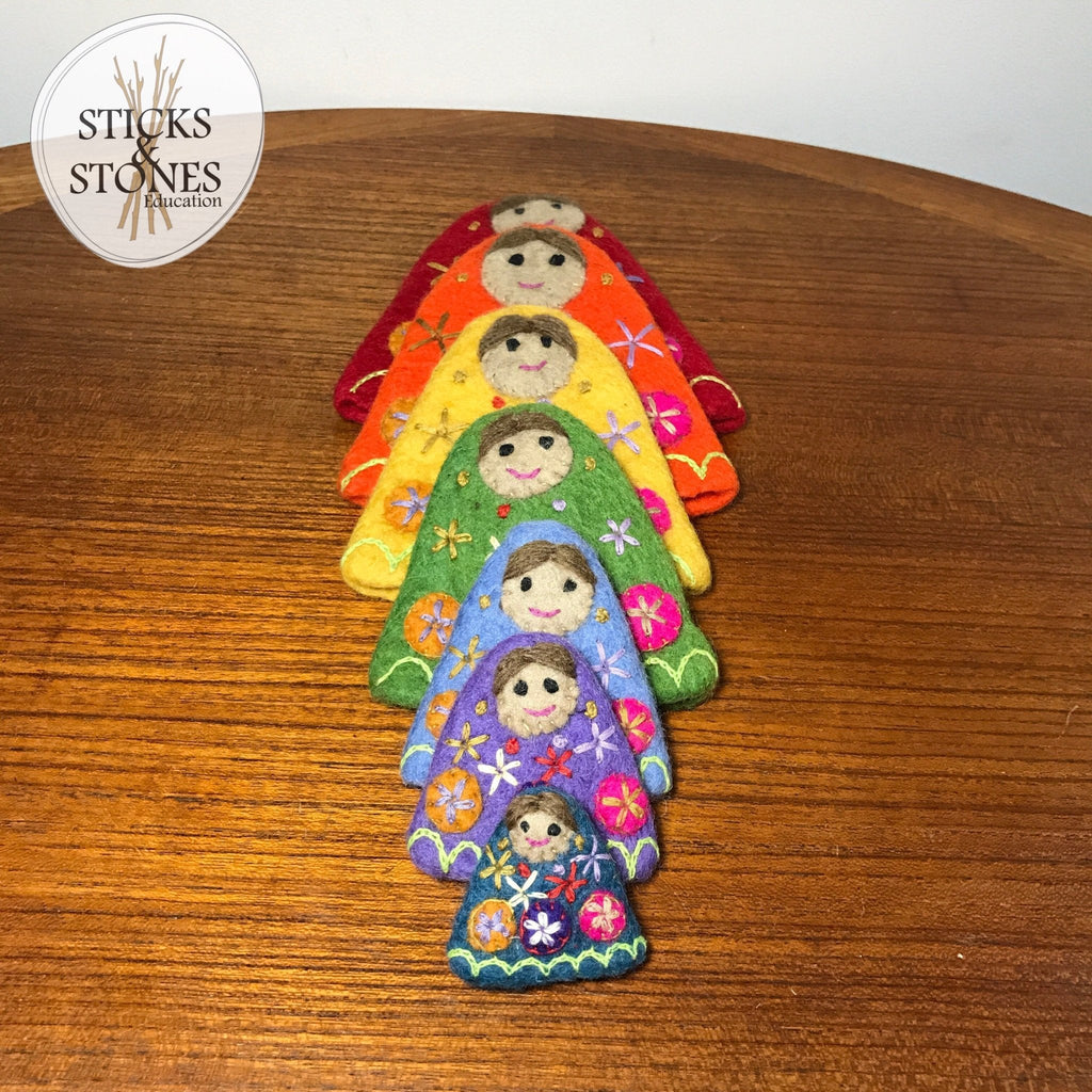 Rainbow Felt Nesting Dolls - Sticks & Stones Education - Sticks & Stones Education