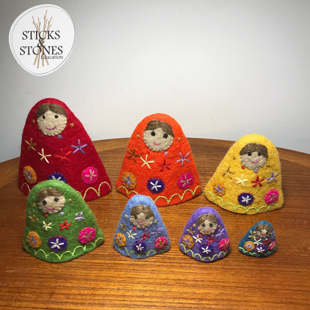 Rainbow Felt Nesting Dolls - Sticks & Stones Education - Sticks & Stones Education