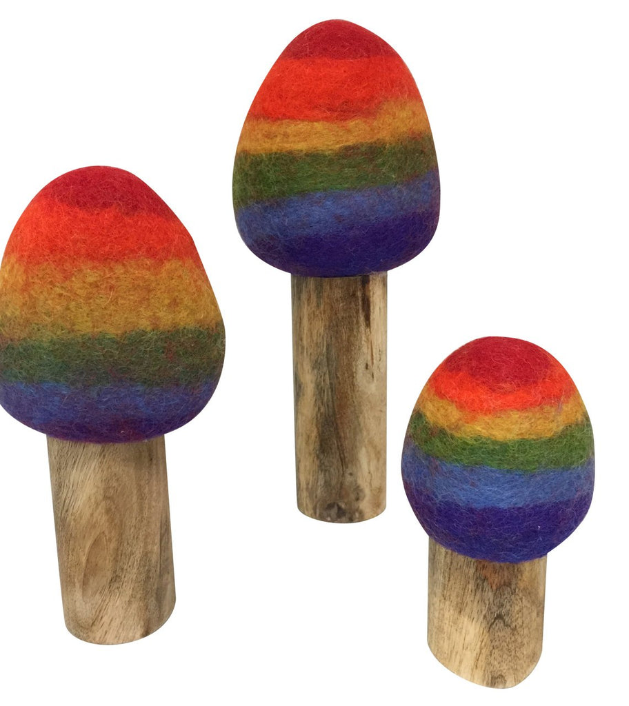 Rainbow Felt Trees - Set of 3 - Papoose Toys - Sticks & Stones Education